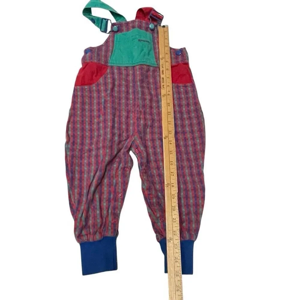 Vintage Gymboree Color Block‎ Overalls Size S Plaid Cotton Rainbow Tag